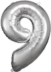  Ezüst Silver óriás szám fólia lufi 9-es, 83x58 cm (DPA9906294) - sandori