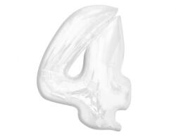  Fehér B&C White 4-es szám fólia lufi 92 cm (MLG189360) - sandori