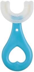 Flippy U-alakú fogkefe, Flippy, csecsemőknek és 2-6 éves gyermekeknek, puha sörtéjű, 9 cm, szív mintás, kék színű (126489)