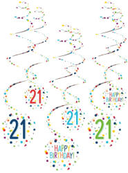  Konfettis Colorful Happy Birthday 21 szalag dekorációs szett 6 db-os (DPA9909830) - sandori