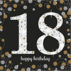  Happy Birthday 18 Gold szalvéta 16 db-os 33x33 cm (DPA9900556) - sandori