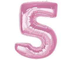  Rózsaszín 5-ös Light Pink szám fólia lufi 92 cm (MLG195620) - sandori