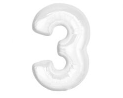  Fehér B&C White 3-as szám fólia lufi 92 cm (MLG189346) - sandori