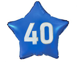  Kék Happy Birthday 40 Blue csillag fólia lufi 44 cm (MLG170849)