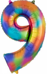  Színes Rainbow óriás szám fólia lufi 9-es 86x55 cm (DPA3853901) - sandori