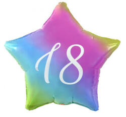  Szivárvány Happy Birthday 18 Rainbow csillag fólia lufi 44 cm (MLG170900) - sandori