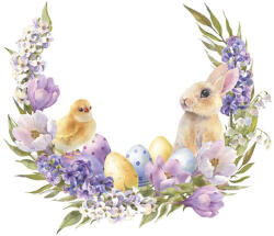  Húsvét Flowers Wreath szalvéta 20 db-os 33x33 cm (PKK771049) - sandori