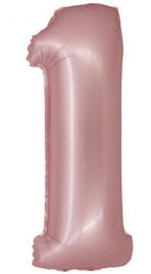  Rózsaszín 1-es Light Pink Mat szám fólia lufi 76 cm (MLG159035) - sandori
