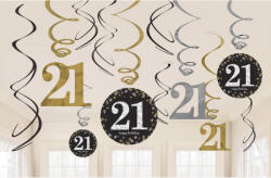  Happy Birthday Gold 21 Szalag dekoráció 12 db-os szett (DPA9900566) - sandori