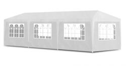 MultiGarden Party sátor, MultiGarden PAW 3X9 White, fehér, 3 x 9 m, 8 oldalfallal (6 ablakos, 1 teljes, 1 cipzáras), cipzáras bejárat, fém vázzal, UV-álló és esőálló PE ponyva, 2, 7 m magassággal (sérült csomagol