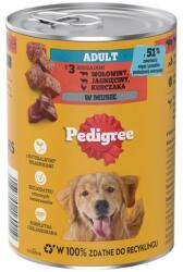 PEDIGREE Adult konzerv 400 g nedvese táplálék felnőtt kutyák számára 3 féle: marhahús, bárány és csirke, pürében