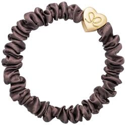 By Eloise London Gold Heart Skinny Silk Scrunchie színes Mocha