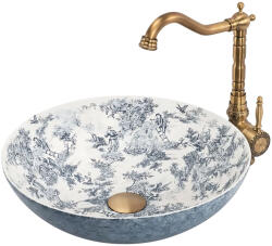 Rea Lavoar baie cu montare pe blat 40 cm, albastru mat, rotund, Rea Juliana (REA-U3608)