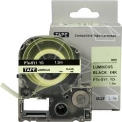 Compatibil Epson SY12YD, 12mm x 1, 5m, text negru / luminescent fundal alb, banda compatibila (PTe-SY12YD)