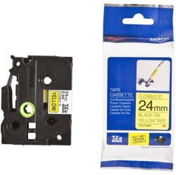 Compatibil Banda compatibila Brother TZ-FX651/TZe-FX651 24mm x 8m, flexi, text negru/fundal galben (TZeFX651)
