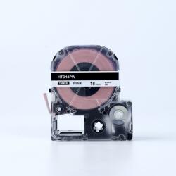 Compatibil Epson HTC18PW, 18mm x 8m, text negru / fundal roz, banda compatibila (HTC18PW)