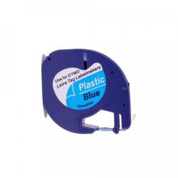 Compatibil Banda compatibila Dymo 59426, S0721600 / S0721650 LetraTag 12mm x 4m, text negru / fundal albastru (59426)