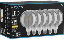 Mexen Vintis 6x LED влакнеста крушка E27, G125, 6W, Топла - 2700K, 510 lm, пушек - L158-E27-0627-70x06 (L158-E27-0627-70x06)