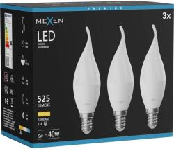 Mexen Nova 3x LED крушка пламък E14, C37, 5W, Топла - 3000K, 525 lm - L106-E14-0530-01x03 (L106-E14-0530-01x03)