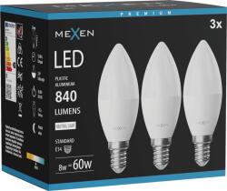 Mexen Nova 3x LED крушка E14, C37, 8W, Неутрална - 4000K, 840 lm - L102-E14-0840-01x03 (L102-E14-0840-01x03)