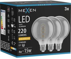 Mexen Vintis 3x LED филаментна крушка спирала E27, G95, 4W, Топла - 2200K, 220 lm, димна (L167-E27-0422-70x03)