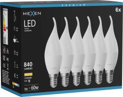 Mexen Nova 6x LED крушка пламък E14, C37, 8W, Топла - 3000K, 840 lm - L106-E14-0830-01x06 (L106-E14-0830-01x06)