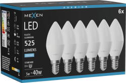Mexen Nova 6x LED крушка E14, C37, 5W, Студена - 6500K, 525 lm - L102-E14-0565-01x06 (L102-E14-0565-01x06)