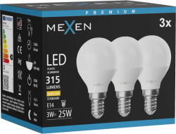 Mexen Nova 3x LED крушка E14, G45, 3W, Топла - 3000K, 315 lm - L101-E14-0330-01x03 (L101-E14-0330-01x03)
