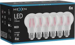 Mexen Vintis 6x LED филaментна крушка E27, A60, 4W, 55 lm, червена - L150-E27-04XX-45x06 (L150-E27-04XX-45x06)