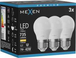 Mexen Nova 3x LED крушка E27, G45, 7W, Топла - 3000K, 735 lm - L101-E27-0730-01x03 (L101-E27-0730-01x03)