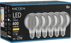 Mexen Vintis 6x крушка с нажежаема жичка спирала LED E27, G80, 6W, Топло - 2700K, 400 lm, (L165-E27-0627-70x06)