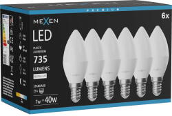 Mexen Nova 6x LED крушка E14, C37, 7W, неутрална - 4000K, 735 lm - L102-E14-0740-01x06 (L102-E14-0740-01x06)