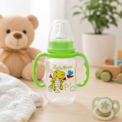 Baby Bruin műanyag karcsúsított cumisüveg fogóval - zöld (125 ml) (55042882zold)