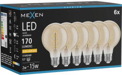 Mexen Vintis 6x LED крушка с нажежаема жичка спирала E27, G80, 2W, Топло - 2200K, 170 lm, (L165-E27-0222-50x06)
