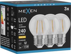 Mexen Vintis 3x LED филаментна крушка E27, G45, 2W, топла - 2700K, 240 lm, прозрачна - (L156-E27-0227-00x03)