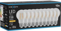Mexen Vintis 10x LED филамент крушка E27, A60, 6W, Топло - 2200K, 720 lm, чиста - L150-E27-0622-00x10 (L150-E27-0622-00x10)