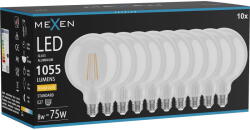 Mexen Vintis 10x LED филамент крушка E27, G125, 8W, Топла - 2700K, 1055 lm, прозрачна (L158-E27-0827-00x10)