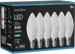 Mexen Nova 6x LED крушка E14, C37, 8W, Студена - 6500K, 840 lm - L102-E14-0865-01x06 (L102-E14-0865-01x06)