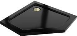 Mexen Flat петоъгълна плитка 80 x 80 см, черна, сифон златист - 41P708080-G (41P708080-G)