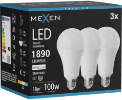 Mexen Nova 3x LED крушка E27, A70, 18W, Неутрална - 4000K, 1890 lm - L100-E27-1840-01x03 (L100-E27-1840-01x03)