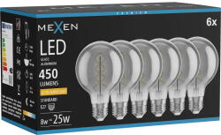 Mexen Vintis 6x LED спираловидна жичка крушка E27, G80, 8W, Топла - 2200K, 450 lm, опушен (L165-E27-0822-70x06)