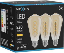 Mexen Vintis 3x LED нажежаема крушка с нажежаема спирала, E27, ST64, 6W, Топло - 2700K, 530 (L162-E27-0627-50x03)