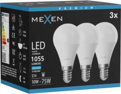 Mexen Nova 3x LED крушка E14, G45, 10W, Студена - 6500K, 1055 lm - L101-E14-1065-01x03 (L101-E14-1065-01x03)
