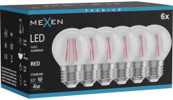 Mexen Vintis 6x LED филаментна крушка E27, G45, 4W, 55 lm, червена - L156-E27-04XX-45x06 (L156-E27-04XX-45x06)