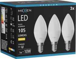 Mexen Nova 3x LED крушка E14, C37, 1W, Топла - 3000K, 105 lm - L102-E14-0130-01x03 (L102-E14-0130-01x03)