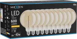 Mexen Vintis 10x LED спираловидна нажежаема крушка E27, G125, 8W, Топла - 2200K, 600 lm, (L168-E27-0822-50x10)