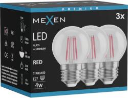 Mexen Vintis 3x LED филамент крушка E27, G45, 4W, 55 lm, червен - L156-E27-04XX-45x03 (L156-E27-04XX-45x03)