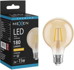 Mexen Vintis LED филамент крушка E27, G80, 2W, Топла - 2200K, 180 lm, кехлибар - L155-E27-0222-50 (L155-E27-0222-50)