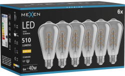 Mexen Vintis 6x Крушка с нажежаем конец Е27, ST64, 6W, Топла - 2700K, 510 lm, димна (L162-E27-0627-70x06)