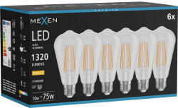 Mexen Vintis 6x LED филамент крушка E27, ST64, 10W, Топла - 2700K, 1320 lm, ясна - L152-E27-1027-00x06 (L152-E27-1027-00x06)